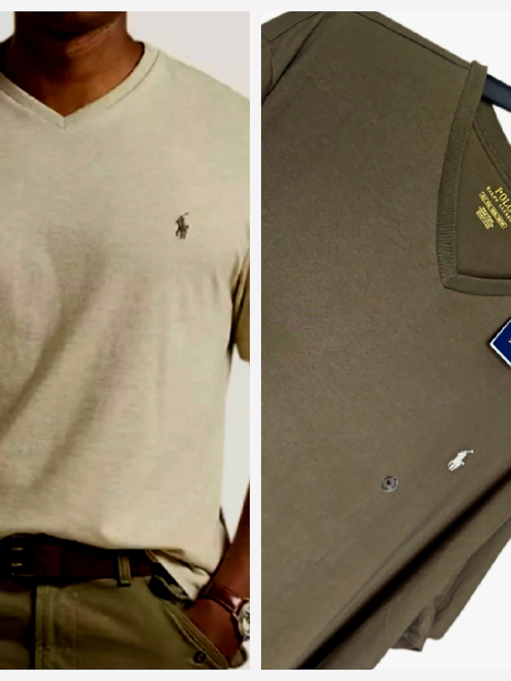 NEW! POLO RALPH LAUREN Cotton Olive Green V-Neck Short Sleeve Tee 3XLT.